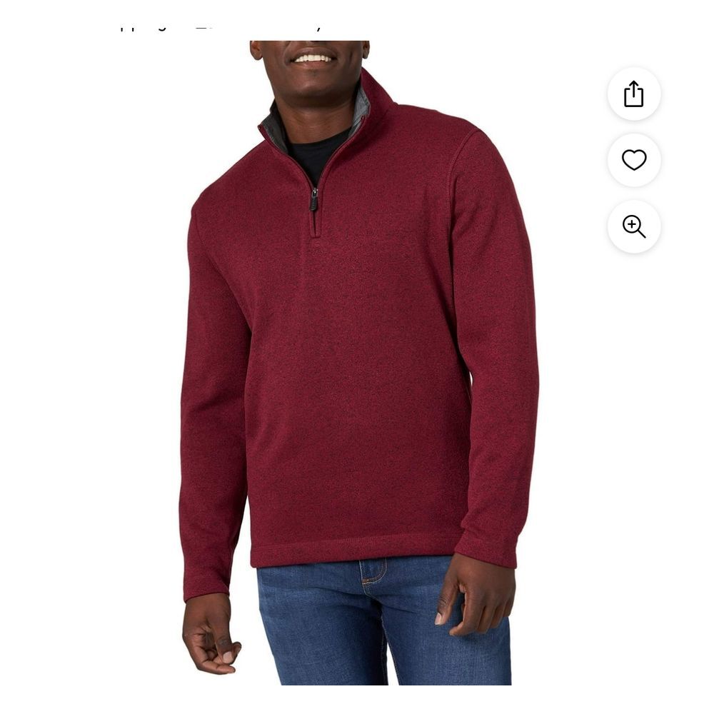 Wrangler Authentics Men's Long Sleeve Fleece Quarter-Zip,‎ Zinfandel Heather
